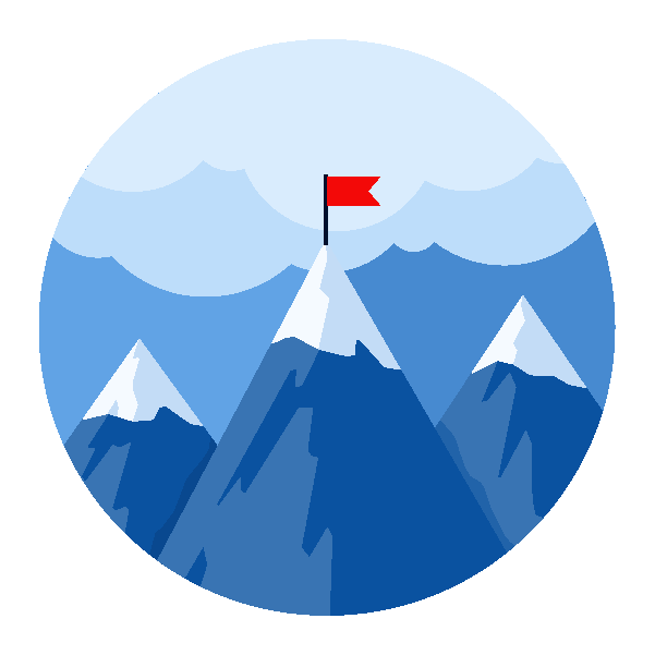 illustrated mountain tops with a red flag